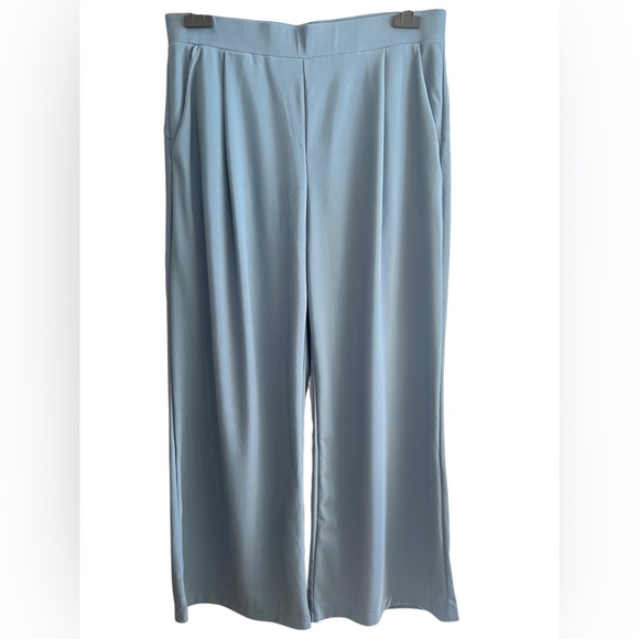 Halara Flex Micro Waffle Pants PXL Light Blue Wide-Leg High Rise Pockets NEW - Picture 2 of 14